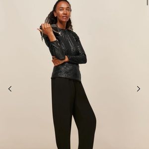 Whistles Black Sequins Top